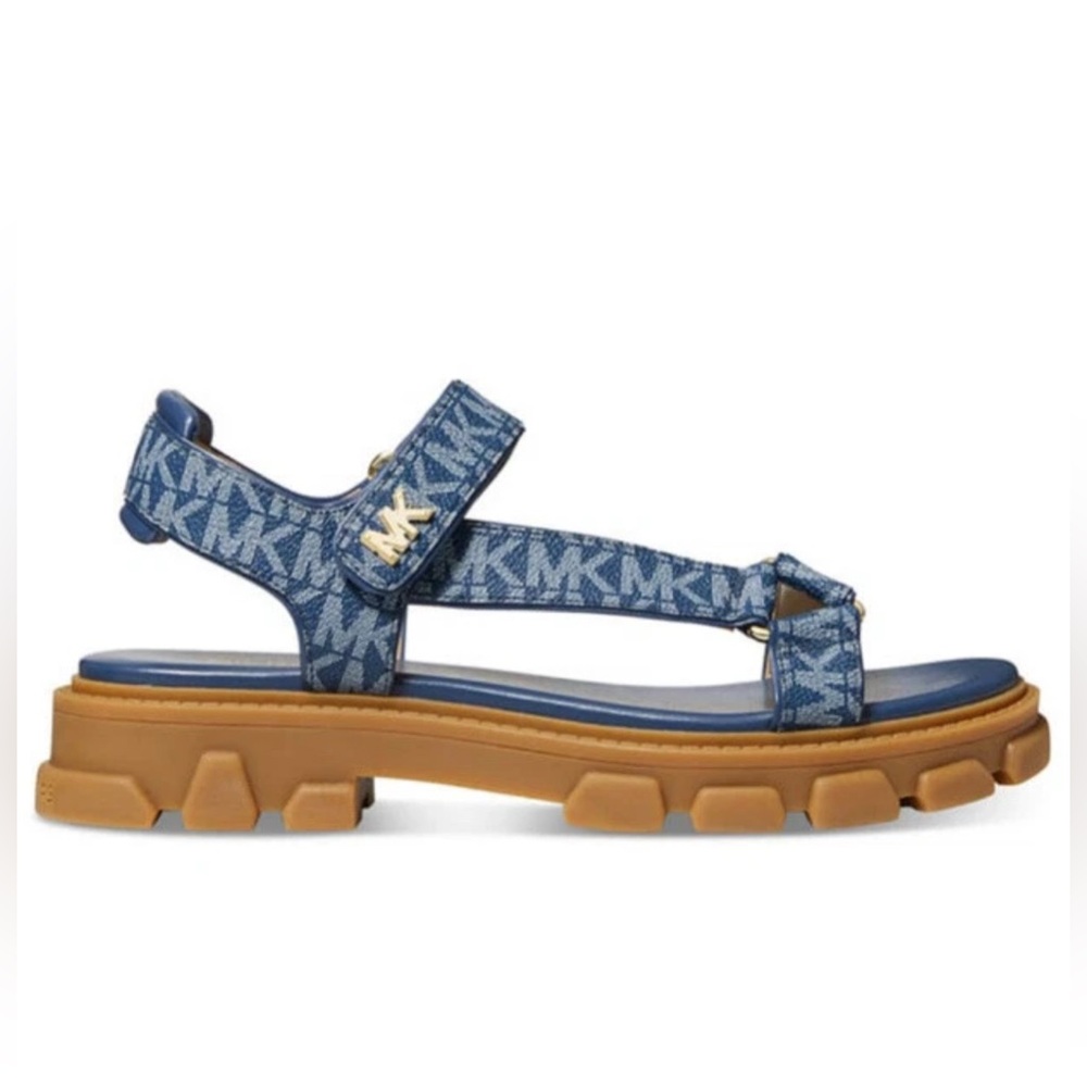 Michael Kors Navy Logo Strap Sandals for Women - Picture 2 of 9